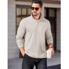 imageCOOFANDY Mens Quarter Zip Pullover Long Sleeve Casual 14 Zip Sweatshirt Lightweight Solid Mock Neck Sweater PoloLight Khaki