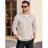 imageCOOFANDY Mens Quarter Zip Pullover Long Sleeve Casual 14 Zip Sweatshirt Lightweight Solid Mock Neck Sweater PoloLight Khaki