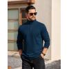 imageCOOFANDY Mens Quarter Zip Pullover Long Sleeve Casual 14 Zip Sweatshirt Lightweight Solid Mock Neck Sweater PoloNavy Blue