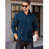 imageCOOFANDY Mens Quarter Zip Pullover Long Sleeve Casual 14 Zip Sweatshirt Lightweight Solid Mock Neck Sweater PoloNavy Blue