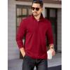 imageCOOFANDY Mens Quarter Zip Pullover Long Sleeve Casual 14 Zip Sweatshirt Lightweight Solid Mock Neck Sweater PoloRed
