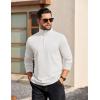 imageCOOFANDY Mens Quarter Zip Pullover Long Sleeve Casual 14 Zip Sweatshirt Lightweight Solid Mock Neck Sweater PoloWhite
