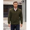 imageCOOFANDY Mens Quarter Zip Pullover Long Sleeve Waffle Quilted Sweatshirt Casual Polo Sweaters with PocketArmy Green