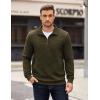imageCOOFANDY Mens Quarter Zip Pullover Long Sleeve Waffle Quilted Sweatshirt Casual Polo Sweaters with PocketArmy Green