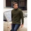 imageCOOFANDY Mens Quarter Zip Pullover Long Sleeve Waffle Quilted Sweatshirt Casual Polo Sweaters with PocketArmy Green