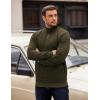 imageCOOFANDY Mens Quarter Zip Pullover Long Sleeve Waffle Quilted Sweatshirt Casual Polo Sweaters with PocketArmy Green