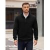 imageCOOFANDY Mens Quarter Zip Pullover Long Sleeve Waffle Quilted Sweatshirt Casual Polo Sweaters with PocketBlack
