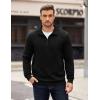 imageCOOFANDY Mens Quarter Zip Pullover Long Sleeve Waffle Quilted Sweatshirt Casual Polo Sweaters with PocketBlack