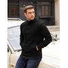 imageCOOFANDY Mens Quarter Zip Pullover Long Sleeve Waffle Quilted Sweatshirt Casual Polo Sweaters with PocketBlack