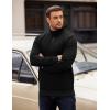 imageCOOFANDY Mens Quarter Zip Pullover Long Sleeve Waffle Quilted Sweatshirt Casual Polo Sweaters with PocketBlack