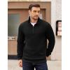 imageCOOFANDY Mens Quarter Zip Pullover Long Sleeve Waffle Quilted Sweatshirt Casual Polo Sweaters with PocketBlack