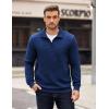 imageCOOFANDY Mens Quarter Zip Pullover Long Sleeve Waffle Quilted Sweatshirt Casual Polo Sweaters with PocketDark Blue