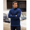 imageCOOFANDY Mens Quarter Zip Pullover Long Sleeve Waffle Quilted Sweatshirt Casual Polo Sweaters with PocketDark Blue