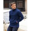 imageCOOFANDY Mens Quarter Zip Pullover Long Sleeve Waffle Quilted Sweatshirt Casual Polo Sweaters with PocketDark Blue