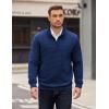 imageCOOFANDY Mens Quarter Zip Pullover Long Sleeve Waffle Quilted Sweatshirt Casual Polo Sweaters with PocketDark Blue