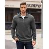 imageCOOFANDY Mens Quarter Zip Pullover Long Sleeve Waffle Quilted Sweatshirt Casual Polo Sweaters with PocketDark Grey