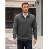 imageCOOFANDY Mens Quarter Zip Pullover Long Sleeve Waffle Quilted Sweatshirt Casual Polo Sweaters with PocketDark Grey