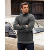 imageCOOFANDY Mens Quarter Zip Pullover Long Sleeve Waffle Quilted Sweatshirt Casual Polo Sweaters with PocketDark Grey
