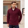 imageCOOFANDY Mens Quarter Zip Pullover Long Sleeve Waffle Quilted Sweatshirt Casual Polo Sweaters with PocketDark Red