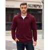 imageCOOFANDY Mens Quarter Zip Pullover Long Sleeve Waffle Quilted Sweatshirt Casual Polo Sweaters with PocketDark Red