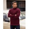 imageCOOFANDY Mens Quarter Zip Pullover Long Sleeve Waffle Quilted Sweatshirt Casual Polo Sweaters with PocketDark Red