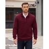 imageCOOFANDY Mens Quarter Zip Pullover Long Sleeve Waffle Quilted Sweatshirt Casual Polo Sweaters with PocketDark Red