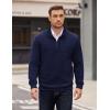 imageCOOFANDY Mens Quarter Zip Pullover Long Sleeve Waffle Quilted Sweatshirt Casual Polo Sweaters with PocketDeep Blue