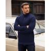 imageCOOFANDY Mens Quarter Zip Pullover Long Sleeve Waffle Quilted Sweatshirt Casual Polo Sweaters with PocketDeep Blue