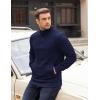 imageCOOFANDY Mens Quarter Zip Pullover Long Sleeve Waffle Quilted Sweatshirt Casual Polo Sweaters with PocketDeep Blue