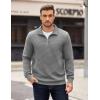 imageCOOFANDY Mens Quarter Zip Pullover Long Sleeve Waffle Quilted Sweatshirt Casual Polo Sweaters with PocketLight Grey