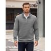 imageCOOFANDY Mens Quarter Zip Pullover Long Sleeve Waffle Quilted Sweatshirt Casual Polo Sweaters with PocketLight Grey