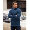 imageCOOFANDY Mens Quarter Zip Pullover Long Sleeve Waffle Quilted Sweatshirt Casual Polo Sweaters with PocketNavy Blue
