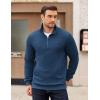 imageCOOFANDY Mens Quarter Zip Pullover Long Sleeve Waffle Quilted Sweatshirt Casual Polo Sweaters with PocketNavy Blue
