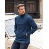 imageCOOFANDY Mens Quarter Zip Pullover Long Sleeve Waffle Quilted Sweatshirt Casual Polo Sweaters with PocketNavy Blue