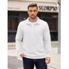 imageCOOFANDY Mens Quarter Zip Pullover Long Sleeve Waffle Quilted Sweatshirt Casual Polo Sweaters with PocketWhite