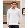 imageCOOFANDY Mens Quarter Zip Pullover Long Sleeve Waffle Quilted Sweatshirt Casual Polo Sweaters with PocketWhite