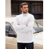 imageCOOFANDY Mens Quarter Zip Pullover Long Sleeve Waffle Quilted Sweatshirt Casual Polo Sweaters with PocketWhite
