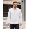 imageCOOFANDY Mens Quarter Zip Pullover Long Sleeve Waffle Quilted Sweatshirt Casual Polo Sweaters with PocketWhite