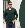 imageCOOFANDY Mens Quarter Zip Pullover Mock Neck Quilted Sweatshirt Casual Long Sleeve Polo SweaterDeep Green