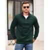 imageCOOFANDY Mens Quarter Zip Pullover Mock Neck Quilted Sweatshirt Casual Long Sleeve Polo SweaterDeep Green