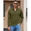 imageCOOFANDY Mens Quarter Zip Pullover Mock Neck Quilted Sweatshirt Lightweight Slim Fit Casual Long Sleeve Polo ShirtArmy Green