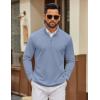 imageCOOFANDY Mens Quarter Zip Pullover Mock Neck Quilted Sweatshirt Lightweight Slim Fit Casual Long Sleeve Polo ShirtSky Blue
