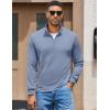 imageCOOFANDY Mens Quarter Zip Pullover Mock Neck Quilted Sweatshirt Lightweight Slim Fit Casual Long Sleeve Polo ShirtSky Blue