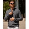 imageCOOFANDY Mens Quarter Zip Pullover Slim Fit Knit Sweater Lightweight Mock Neck Casual SweatersDark Grey
