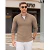 imageCOOFANDY Mens Quarter Zip Pullover Sweater Slim Fit Knit Mock Neck Polo SweatersKhaki
