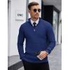 imageCOOFANDY Mens Quarter Zip Sweaters Slim Fit Lightweight Knitted Mock Neck Pullover Casual Polo SweatersDark Blue