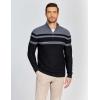 imageCOOFANDY Mens Quarter Zip Sweaters Slim Fit Lightweight Knitted Mock Neck Pullover Casual Polo SweatersGray StripesBlack Background