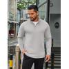 imageCOOFANDY Mens Quarter Zip Up Pullover Long Sleeve Sweatshirt Mock Neck Golf Polo SweaterLight Grey