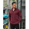 imageCOOFANDY Mens Quarter Zip Up Pullover Long Sleeve Sweatshirt Mock Neck Golf Polo SweaterWine Red