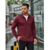 imageCOOFANDY Mens Quarter Zip Up Pullover Long Sleeve Sweatshirt Mock Neck Golf Polo SweaterWine Red